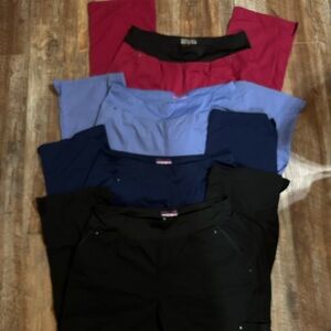 4 pair of Healing Hands Purple label Yoga scrub pants. All size large.